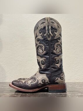 Lucchese Leather Studded Cowboy Boots